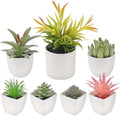 7 Pack Small Fake Plants Artificial Succulent Plants Assorted Mini Faux Succulent Decoration Greenery for Living Room Home Office Shelf