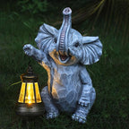 Garden Statues Elephant Solar Figurine Decor Outdoor Waterproof Lights, Yard Decorations, Garden Decor Unique Birthday Housewarming Gifts for Mom (Elephant 2)