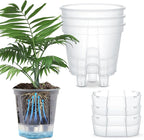 Wonderjune Self Watering Pots for Indoor Plants with Deep Reservoir and High Drainage Holes for Outdoor Plants and Flowers, Bare Root Planter(4.72'',Clear,3 Pcs)