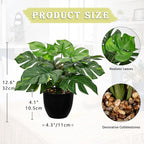 Hollyone Artificial Monstera Plant Faux Monstera Plant Potted Fake Tropical Plants in Black Pot for Indoor Outdoor Home Desk Office Garden Farmhouse Decoration