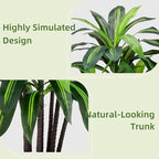 Artificial Dracaena Plant Indoor 5FT Fake Tree with Mocha Diamond Planter Faux Yucca Tall Fake Floor Plant Potted Artificial Trees for Home Office Living Room Decor Indoor