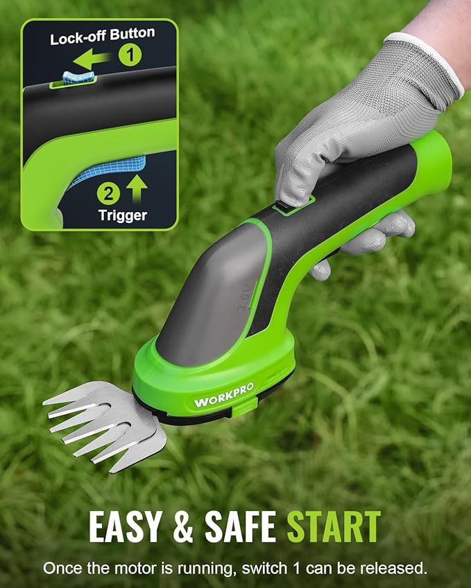 WORKPRO 3.6V Hedge Trimmer Cordless, 3-in-1 Electric Hedge Trimmer & Grass Cutter with 37'' Wheeled Extension Pole, 4.0Ah Removable Battery & Type-C Cable, Lightweight Bush Trimmer for Lawn & Garden