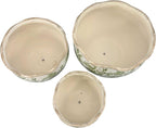 Galt International Ceramic Plant Pots Set of 3 Rustic Vintage Farmhouse Cream Crackle Glaze (11"/ 9.6"/ 7") Garden Indoor Outdoor Flower Planter w/Drainage Hole (Vintage Green)
