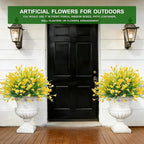 TURNMEON 20 Bundles Calla Lily (400 Heads) Artificial Flowers for Outdoors, Fake Plants UV Resistant Faux Plastic Fake Flowers for Indoor Planter Home Porch Yard Spring Summer Cemetery Decor(Yellow)