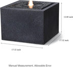 12.79” H Outdoor Water Fountain Made with Eco-Friendly Recyclable Materials, Polyethylene Square Bubbler Outdoor Fountain, Garden Decor with LED Light for Patio, Porch, Backyard
