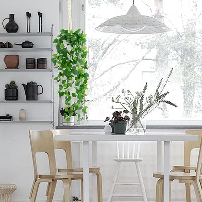 Freyalife Fake Hanging Plants for Room Decor,1pcs Artificial Potted Plants Vines for Wall Home Office Aesthetic Living Kitchen Bathroom Coffee Table Shelf Indoor Outdoor Farmhouse Patio Decorations