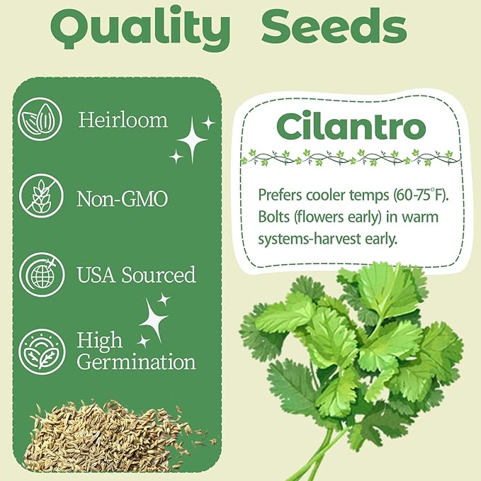 Cilantro Seed Pods Kit Hydroponic - Refill Herb Pod for All Indoor Garden, 8 Grow Pods with Seeds of Cilantro & Plant Food, Compatible with All Hydroponics Growing Systems