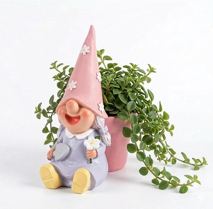 Succulent pots, 4 inch Plant pots gnome Garden Decor Planters for Indoor Plants with Drainage, Gifts for Mom Grandma Women