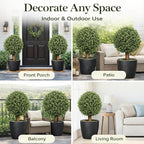 Artificial Boxwood Topiary Tree, 26" Faux Outdoor Plant in Pot, UV Resistant Fake Greenery for Front Porch, Patio, Entryway & Garden Decor