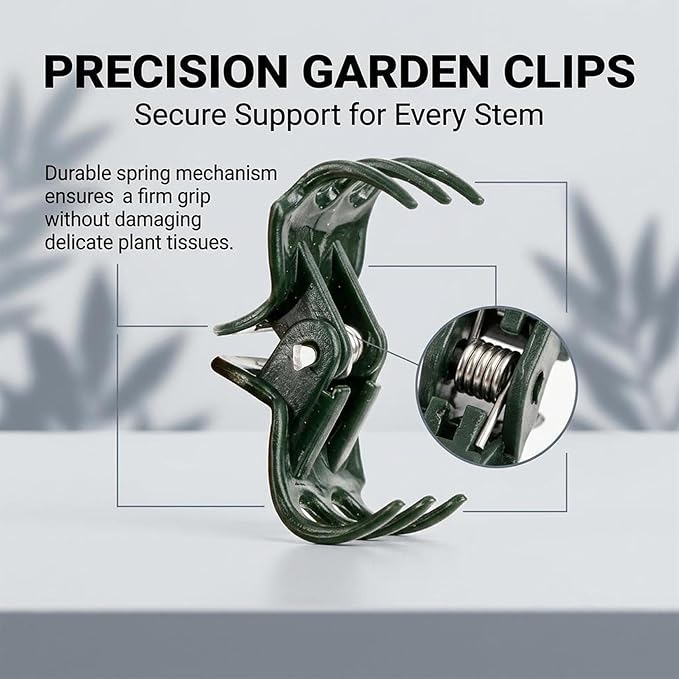 RAINFLOW 200 PCS Plant Clips Orchid Clips - Plant Support Clips for Indoor Plants, Small Plastic Garden Trellis Clips for Plant Stakes, Climbing Vine Stem Support, Orchid Plant Training Upright Growth