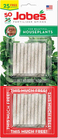 Jobe's Plant Food Fertilizer Spikes, Easy Plant Care for All Indoor Flower and Foliage Houseplants, 50 Count
