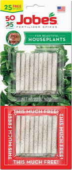 Jobe's Plant Food Fertilizer Spikes, Easy Plant Care for All Indoor Flower and Foliage Houseplants, 50 Count