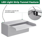 Pond Waterfall Spillway LONGRUNNEW 304 Stainless Steel 11.8" Rectangular Waterfall Spillway, Water Fall Fountain with Pipe Connector for Garden Outdoor, Swimming Pools, Fountains, Pond and Spa