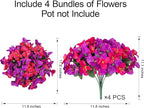 Artificial Bougainvillea Flowers for Outdoors Spring Plants Decor, 4 Bundles Faux Flowers for Outdoor Planters Silk UV Resistant Realistic for Outside for Porch Patio Window Planter Garden Home