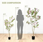 5FT Artificial Flowering Tree, Realistic Faux Bougainvillea with Colorful Blooms, Tall Potted Plant in Black Container, Statement Greenery for Living Room, Office & Sunroom, Easy to Place