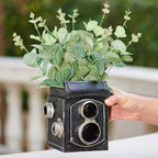 Camera Decorative Planter Plant Gift - Desk Decor Succulent Pot for Indoor Plants Vintage Camera Home Shelf Office Decor Small Flower Pot with Drainage