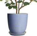 10 Inch Plant Pot - Round Ceramic Planter with Drainage Hole and Plant Saucer Indoor Outdoor for Decoration, Modern Home Garden Office Decor, House Warming Gifts, Blue-Purple