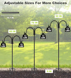 Artibear Double Shepherd Hooks for Outdoor, 76" Heavy Duty Bird Feeder Hangers Garden Hooks with 5-Prong Base, Outside Hanging Pole for Plant Baskets, Solar Light Lanterns, Wind Chimes, 1 Pack