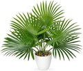 GnFlus Artificial Palm Plant 15 Inch Fake Tropical Potted Plants Faux Palm Leaves in Pot for Home Indoor Tabletop Centerpieces Living Room Bedroom Decoration
