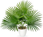 GnFlus Artificial Palm Plant 15 Inch Fake Tropical Potted Plants Faux Palm Leaves in Pot for Home Indoor Tabletop Centerpieces Living Room Bedroom Decoration
