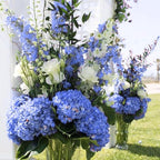Coferset Deep Blue Hydrangea Artificial Flowers 3pcs Lifelike Faux Hydrangea Real Touch Fake Flowers for Home Wedding Christmas Office Party Living Room Decoration,22inch
