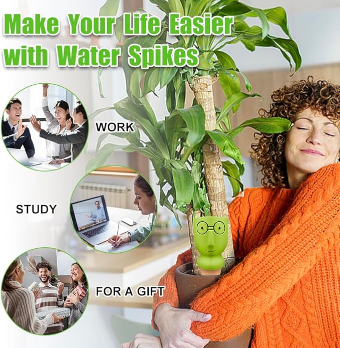 Terracotta Watering Stakes Large Head 4-Pack - Eco-Friendly Indoor/Outdoor Automatic Plant Hydration System, Delightful Slow Release Watering for Time-Saving Care