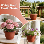 3 Pack 11 Inch Plant Pots Lightweight Planters with Drainage Holes,Durable Indoor & Outdoor Flower Pots for Garden,Patio & Home Decor(Pottery Red)