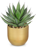 Briful Succulents Plants Artificial for Home Decor, Realistic Potted Fake Agave Plant, Gold Metal Pot, Cute Aloe Maguey Faux Plant, Shelf Tables Decor, Modern Farmhouse Home Kitchen Decorations