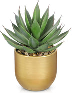 Briful Succulents Plants Artificial for Home Decor, Realistic Potted Fake Agave Plant, Gold Metal Pot, Cute Aloe Maguey Faux Plant, Shelf Tables Decor, Modern Farmhouse Home Kitchen Decorations
