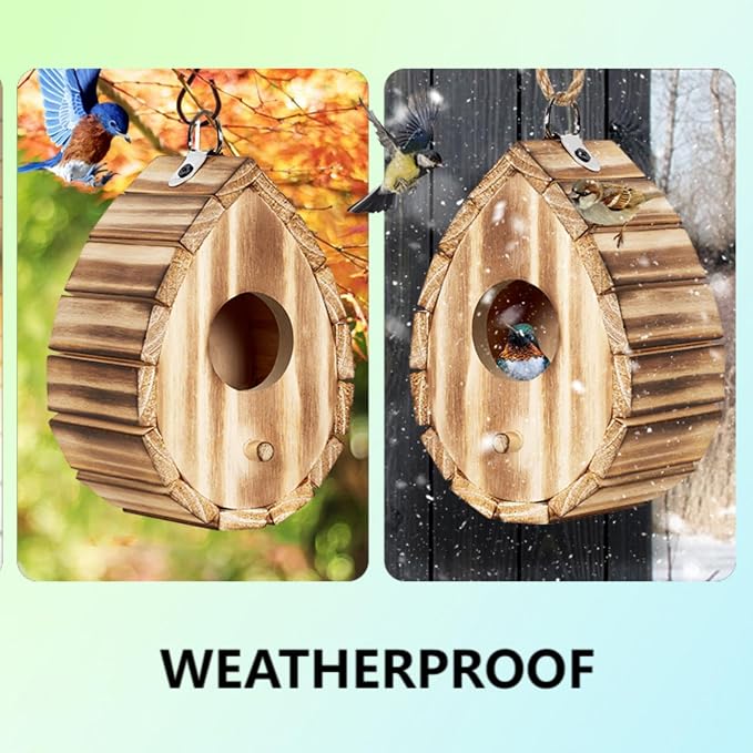 Hummingbird House,Wooden Birdhouse for Outside,Hanging Small Bird Houses,Wild Bird Nesting Box Outdoor Bird House for Bluebird,Finch,Cardinals