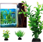 PietyPet Fish Tank Accessories Green Plants, 10pcs Green Fish Tank Decorations, Aquarium Decor Plastic Plants