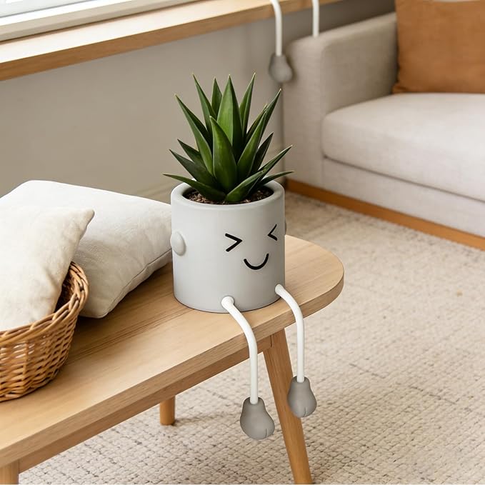 Cute Artificial Fake Plants Mini Succulents in Pots for Desk Decorations Bathroom Kitchen Desk Shelf Potted Plants Office Windowsill Faux Small Plants Decor Accessories 1PC