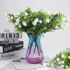 RECUTMS Artificial Flowers, Fake Boxwood Outdoor UV Resistant Plants Artificial Springs Flowers Eucalyptus Greenery Shrubs Bridal Wedding Bouquet for Home Garden Party Wedding Decoration(White)