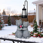 twinbling Outdoor Cat Garden Statues with Solar Lantern, Solar Lantern Cat Figurines Decor for Yard, Lawn, Porch & Patio, Unique Housewarming/Birthday Gifts for Women