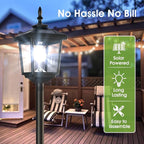 Greluna Solar Lamp Post Light Outdoor, Cool White, IP45 Waterproof Solar Post Lights Outdoor, Pole Lights Decorative Lamp for Yard Garden Patio Lawn Pathway Driveway Front/Back Door 2 Pack