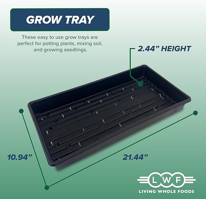 10 Plant Growing Trays (WITH Drain Holes) - 20" x 10" - Perfect Garden Seed Starter Grow Trays: For Seedlings, Indoor Gardening, Growing Microgreens, Wheatgrass & More - Soil or Hydroponic