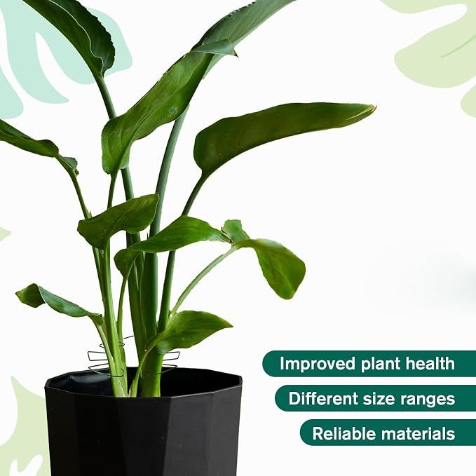 4 Pcs Iron Monstera Plant Support Monstera Trellis with Bamboo Clamp, 6.5x5.5 Inch Plant Stakes for Indoor Plants, Sturdy Metal Frame for Climbing & Thriving Growth (Green)
