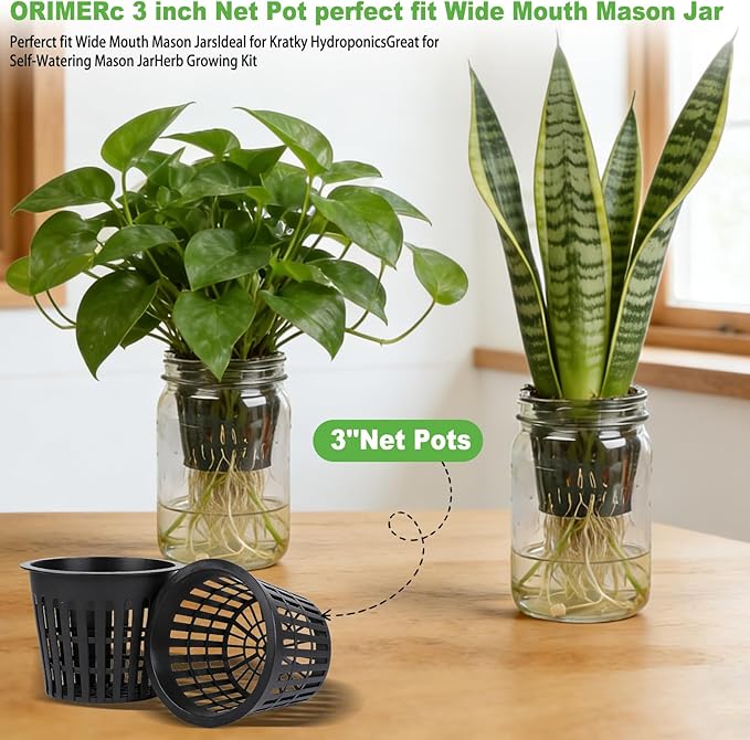 25-Pack 3-Inch Net Cups with 20 Plant Labels - Perfect for Aquaponics, Mason Jar Hydroponics, Kratky Method, and Orchid or Vegetable Gardening - Durable Slotted Mesh Insert for Optimal Growth