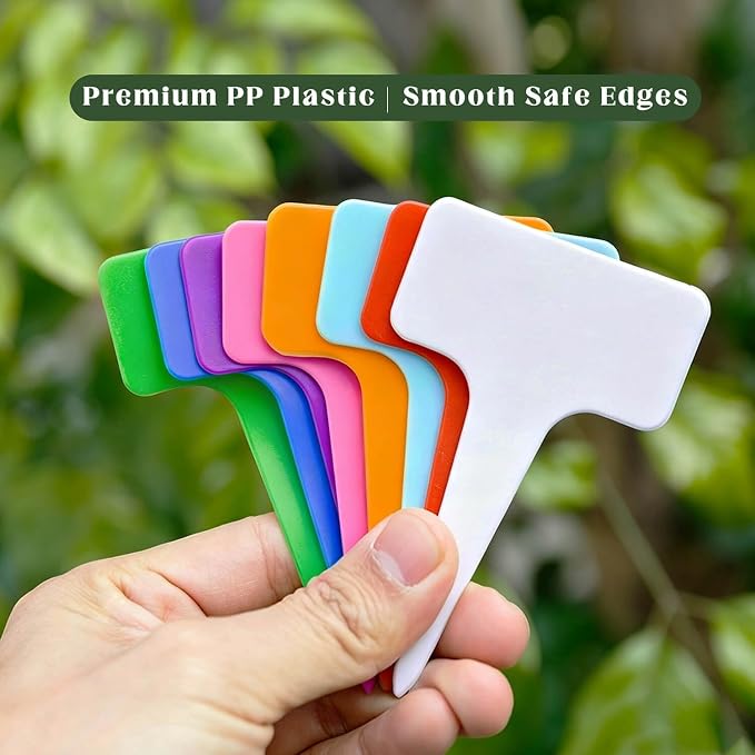 200 Pcs Thick T-Type Plant Labels, 4 Inch Waterproof PP Hard Plastic Garden Markers, Reusable Nursery Tag Stakes for Indoor Outdoor Potted Plants, Seedlings, Flowers, Vegetables & Herbs