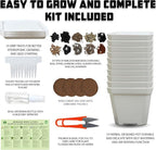 Meekear 10 Herb Seeds Garden Starter Grow Kit with White Pots, Markers, Nutritional Soil, Watering, Herb Clipper, Complete Indoor Potted Plant Growing Set for Kitchen DIY