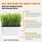 Self-Watering Cat Grass Planter (no Seed Included), with Drainage Holes and Anti-Digging Design, Wheat Grass Growing Pot, Cat Grass for Indoor Cats Pets (1)
