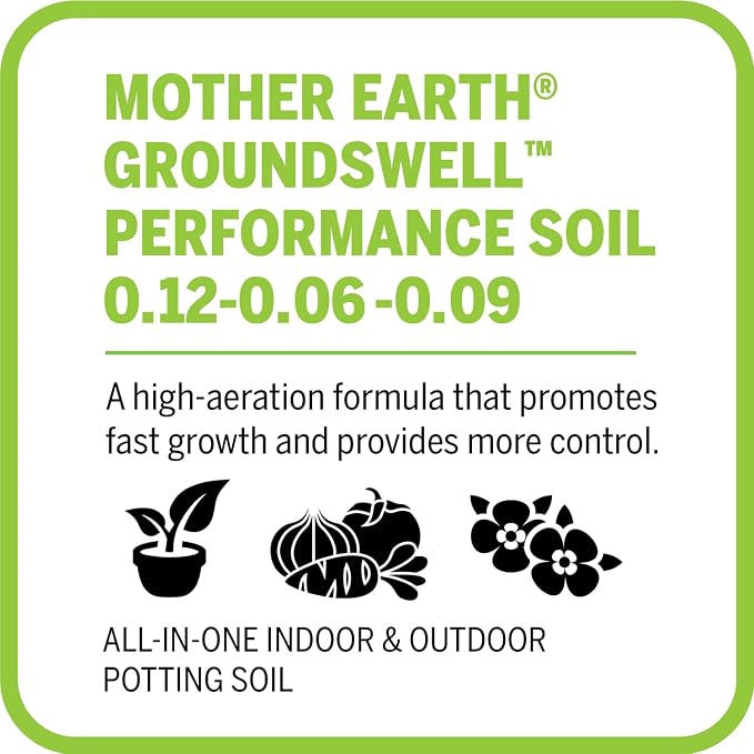Mother Earth Groundswell Performance Soil, All-Purpose Potting Soil for Plants, High-Aeration Formula, 1.5 cu. ft.