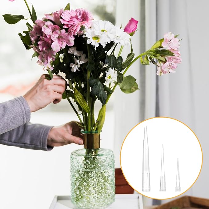 Sliverdew 30 Pcs Plastic Flower Stems Tube Holder Fresh Flower Cake Spikes Pointed End Flowers Arrangement Holders for DIY Valentine's Day Crafts