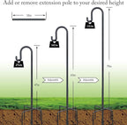 Highpro Shepherds Hooks for Outdoor 47 Inch Bird Feeder Pole Squirrel Proof Hummingbird Feeder Stand Heavy Duty with 5 Prong Base for Hanging Bird Feeder, Plant Baskets, Solar Light Lanterns
