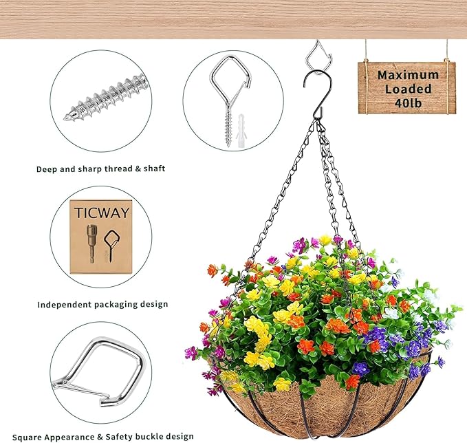 12 PCS Q-Hanger Hooks for String Lights, Ceiling Hangers for Plants Wind Chimes, Christmas Decorations Outdoor Hooks Silver