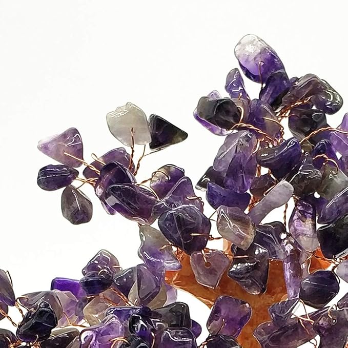 Colorsheng Feng Shui Quartz Crystal Money Tree Bonsai Style Decoration for Luck and Wealth (Purple)