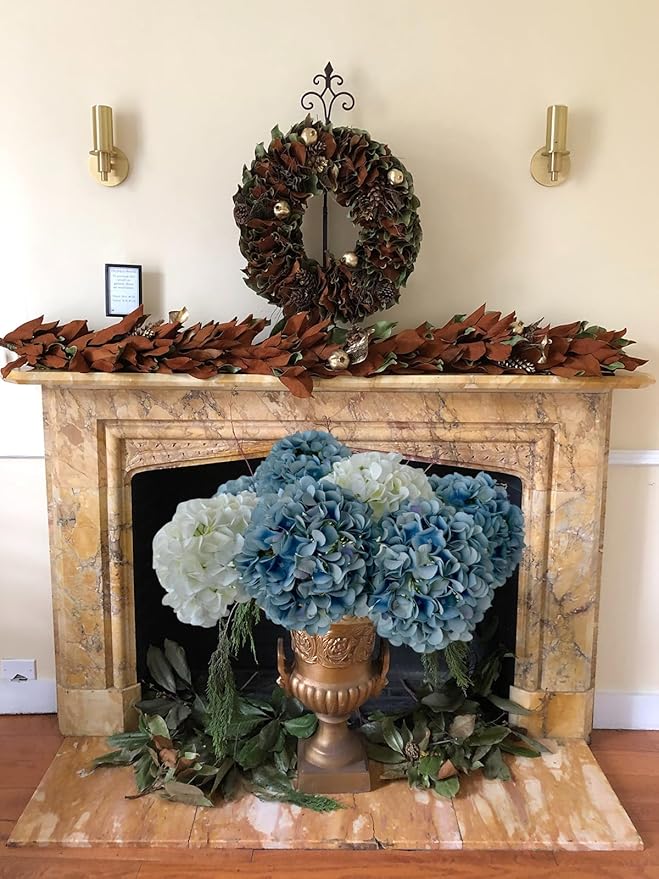 ZYTUYO 5 Pcs Light Blue Silk Hydrangeas Artificial Flower Boho 20'' Faux Hydrangeas for Spring Home Decor Kitchen Living Room Porch Wreath Indoor Outdoor Wedding Flower Arrangement