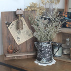 Vintage Pitcher Vase Rustic Farmhouse Vase for Flowers Vintage Metal Milk Jug Small Decorative Pitcher Shabby Chic Decor for Home, Kitchen, Bathroom, Black