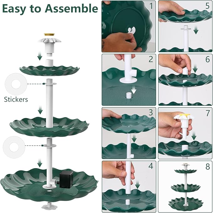 AISITIN 3.5w Solar Fountain Pump with 3 Tiered Bird Bath DIY Solar Water Fountain 2026 Detachable Solar Powered Pump for Bird Bath, Garden, Fish Tank and Outdoor Bird Feeder