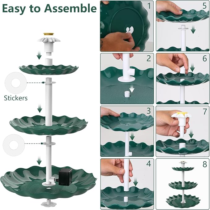 AISITIN 3 Tier Solar Bird Bath Fountain with 3.5W Solar Water Pump, DIY Outdoor Water Feature for Garden, Patio, Backyard - Attracts Wild Birds, Also Works as Bird Feeder & Fish Tank Circulation Pump